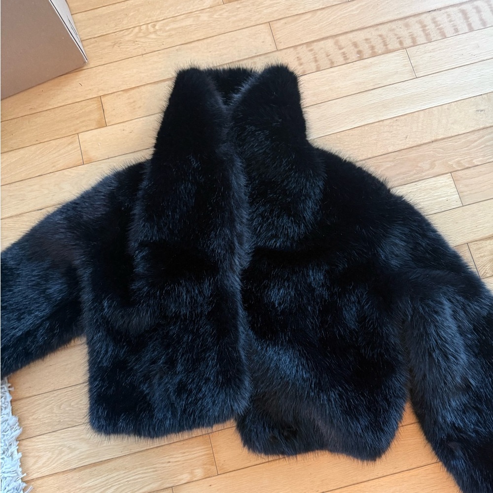 Luxurious Black Faux Fur Coat